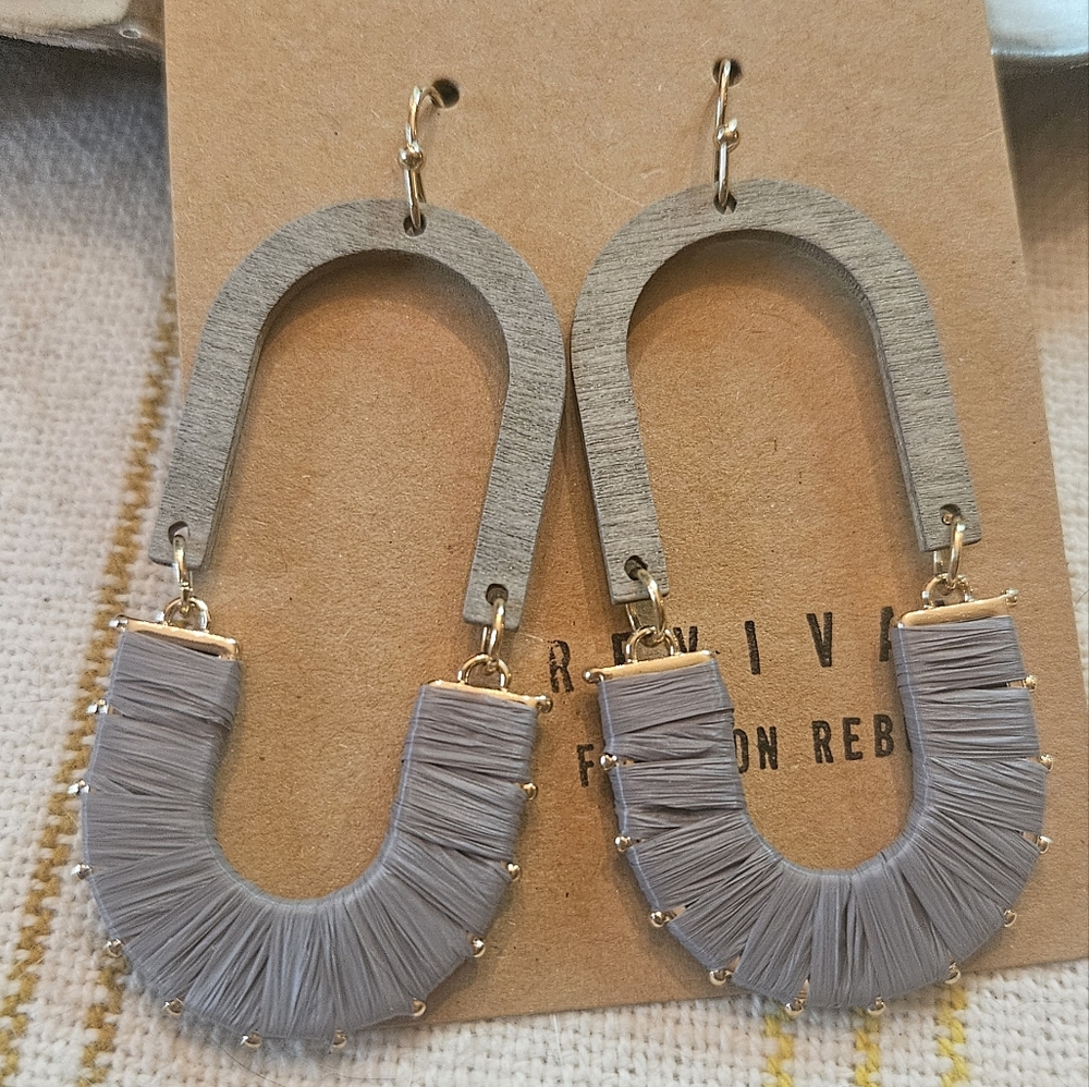Grey boho dangle earrings